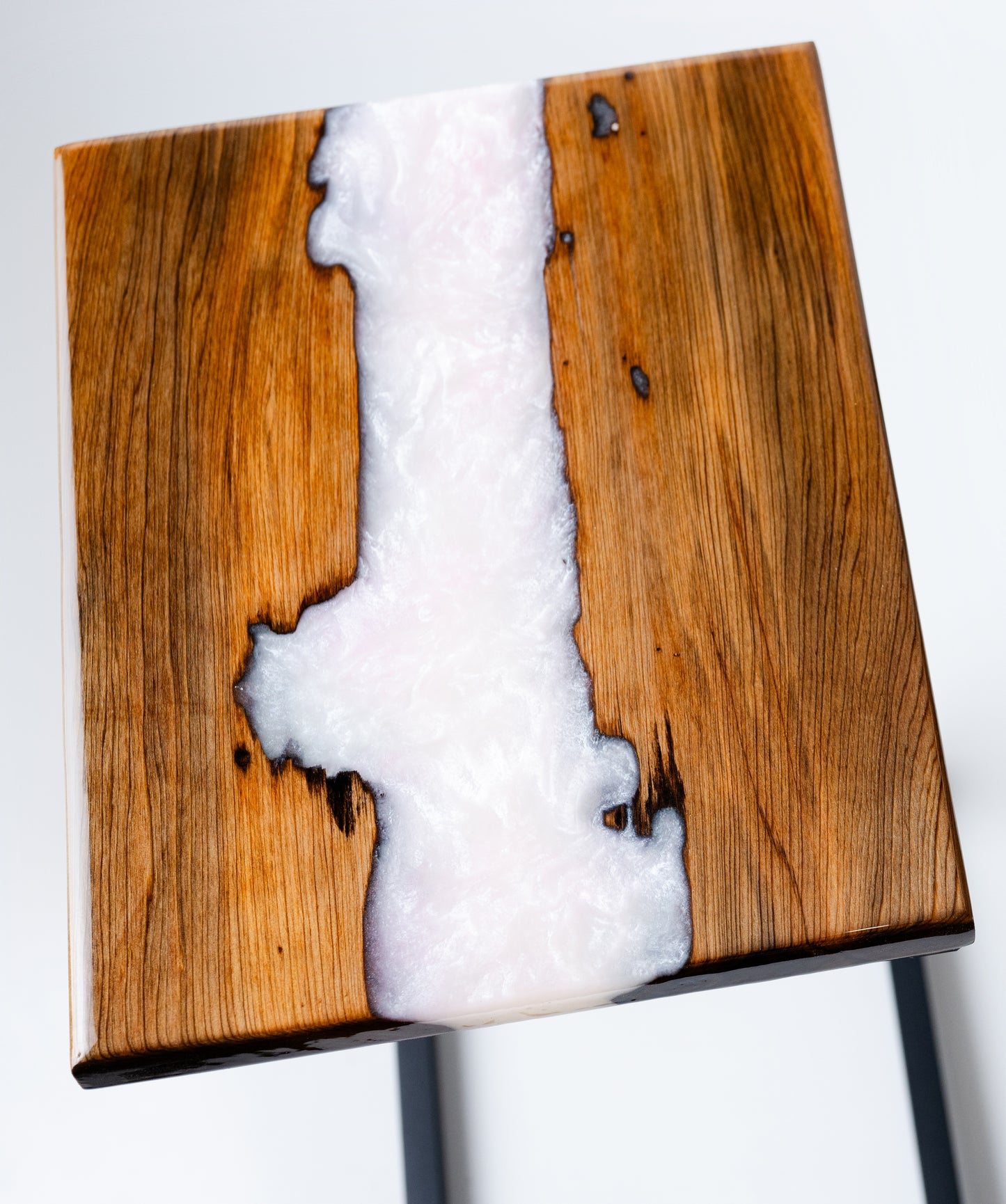 white epoxy resin river-style c-tables