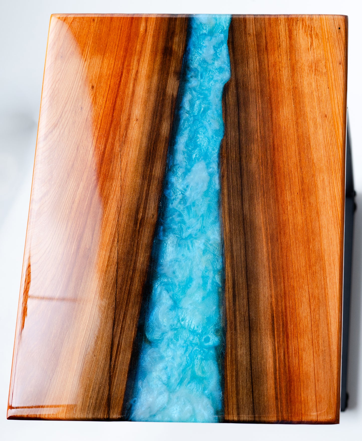 aqua blue ocean river-style epoxy c-table