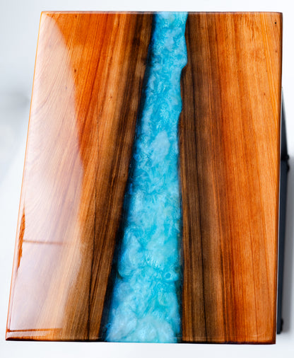 Aqua Blue Ocean River-Style Epoxy C-Table