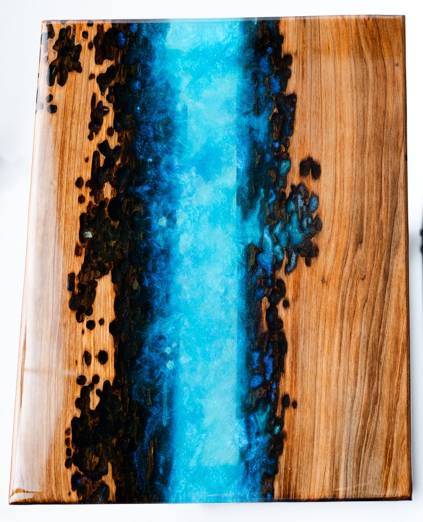 aqua blue ocean river-style epoxy c-table