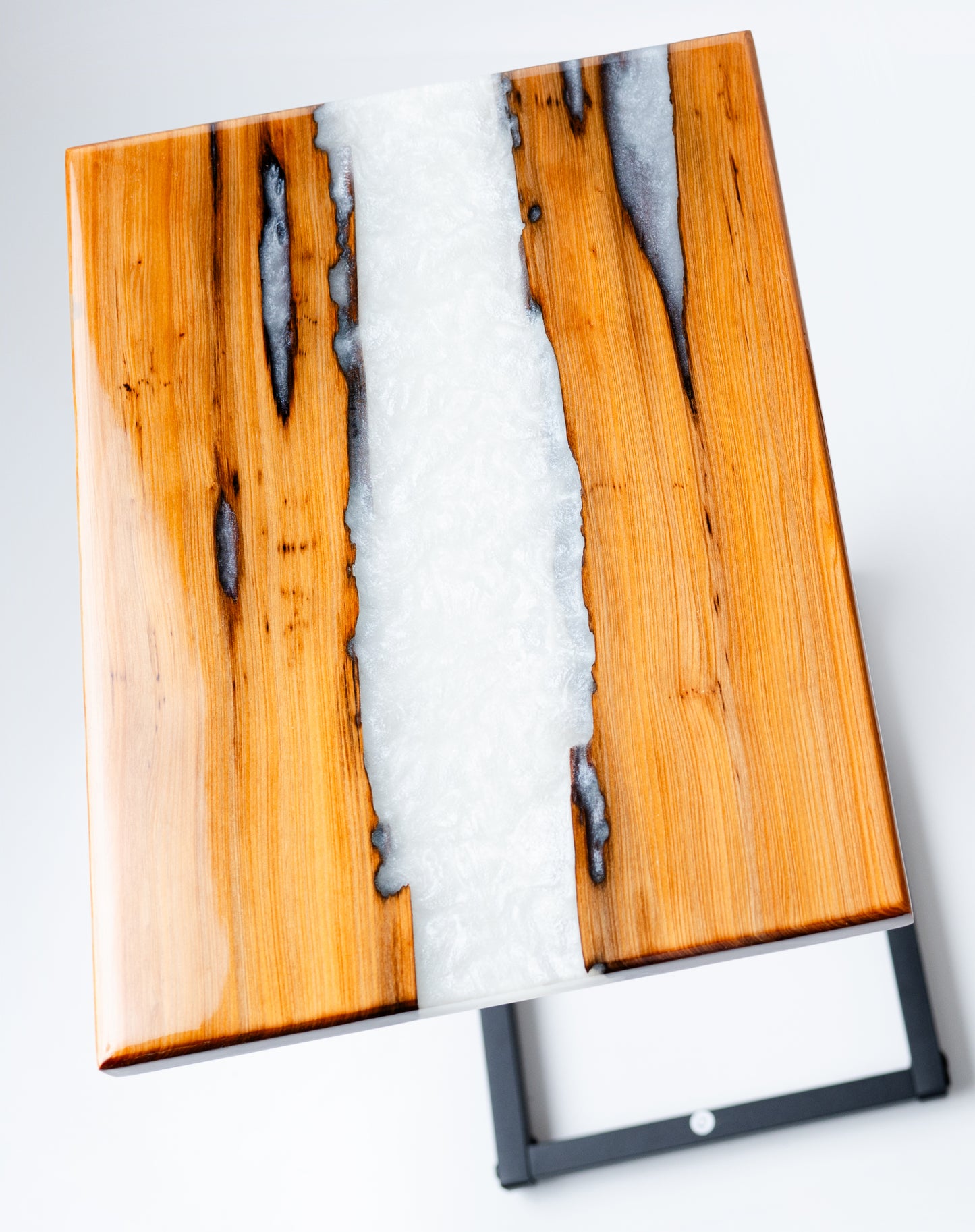 white epoxy resin river-style c-tables